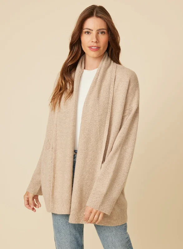 Bixby Cashmere Cardigan - Sand Artistic Women's Hand - painted