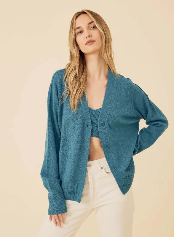 Sloane Cashmere Cardigan - Bluejay Polished Women's Silk