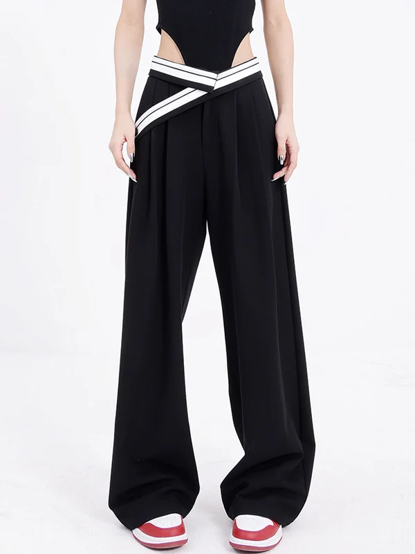 BerryBetty - Reverse Waistband Baggy Wide Leg Pants Casual Women's Japanese 
