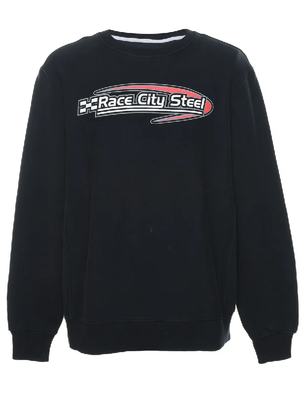 Black Race City Steel Black Printed Sweatshirt - L Classic Women's Tweed