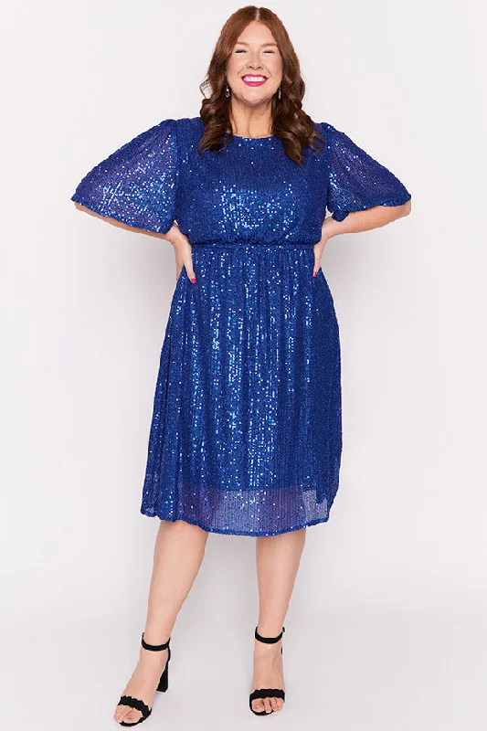 Tinsley Cobalt Sequins Dress Sophisticated Women's Tailored