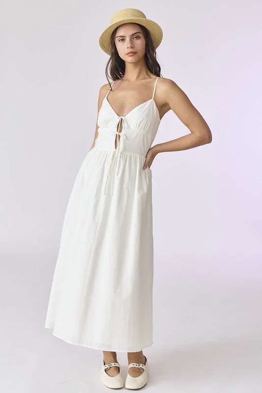 Emma Front Tie Midi Dress Polished Women's Silk