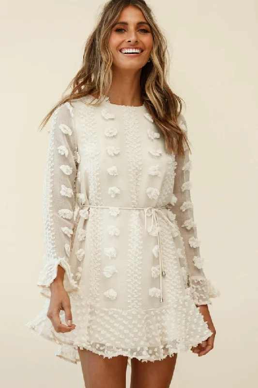 Montville Long Sleeve Embellished Dress Beige Sophisticated Women's 