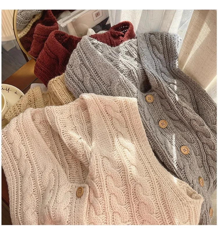 Round neck sleeveless knitted vest for women outer wear sweater vest     S5030 Adventure