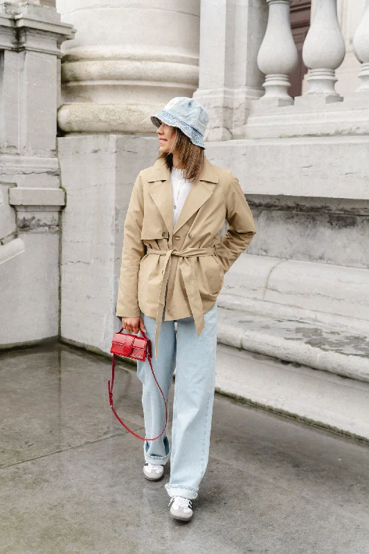 SLFBelinda kurzer Trenchcoat Cornstalk Laid - back Women's Style