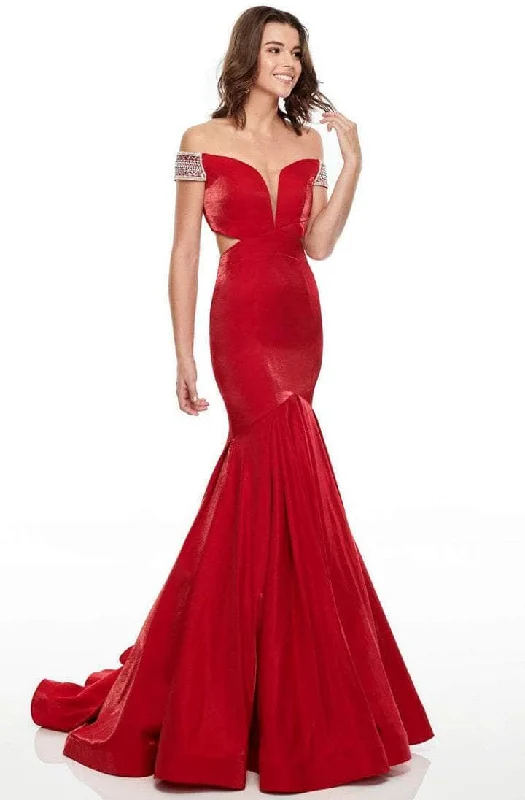 Rachel Allan - 7016 Illusion Deep Off-Shoulder Prom Dress - 1 pc Deep Red In Size 6 Available Youthful Women's Anime - inspired Rachel Allan - 7016 Illusion Deep Off-Shoulder Prom Dress - 1 pc Deep Red In Size 6 Available Youthful Women's Anime - inspired