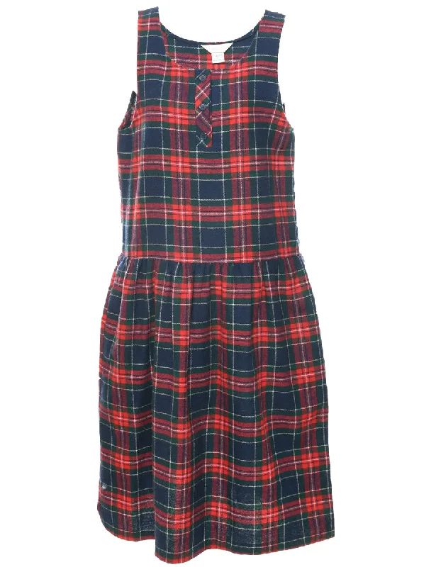 Checked Print Dress - M Vacation