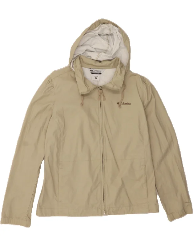 COLUMBIA Womens Hooded Bomber Jacket UK 16 Large Beige Cotton Sustainable Organic