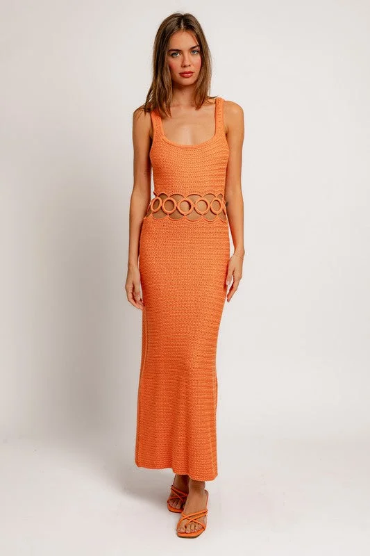 Bali Square Neck Sleeveless Crochet Midi Dress Modern Women's Tech
