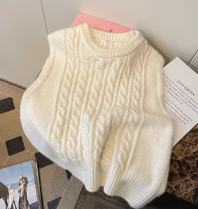 sweater vest for women new retro knitted vest outer wear      S5032 Confident Women's High - fashion