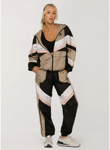 Lorna Jane Get Physical Colourblock Active Jacket - Dark Off White Multi Sleek Women's Metallic