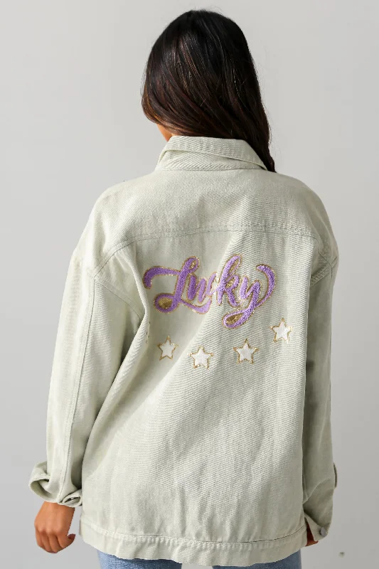 FINAL SALE - Sage "Lucky" Denim Jacket Sustainable Organic