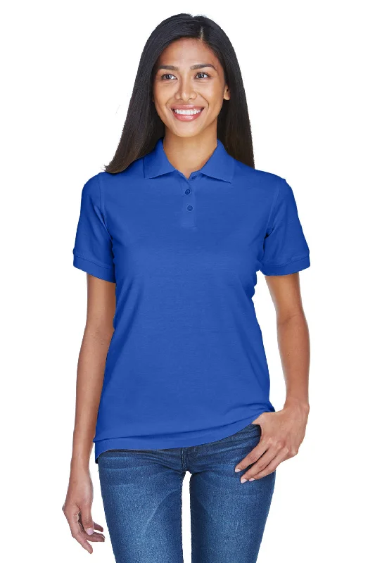 UltraClub Womens Classic Short Sleeve Polo Shirt - Royal Blue - Closeout Women