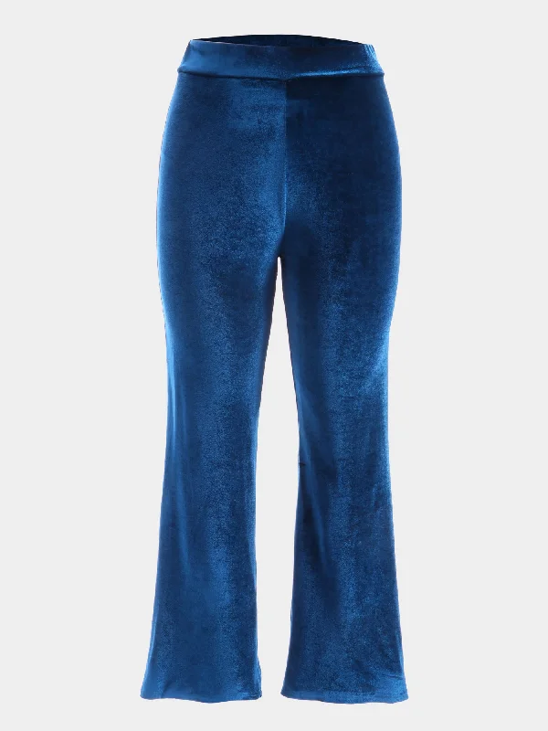 Midsize Elastic Vintage Velvet Straight Pants Confident Women's High - fashion
