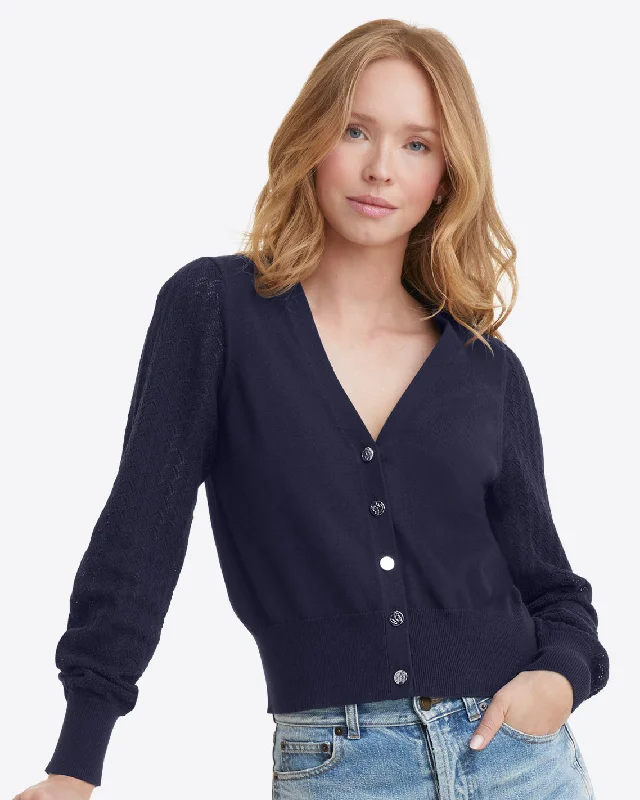 Button Front Cardigan in Navy Practical Women's Multi - 