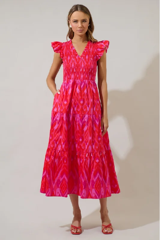 Blevin Floral Sunrise Smocked Midi Dress Refined Women's Classic 