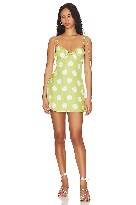 Forever Darling Polka Dot Mini Dress Polished Women's Silk