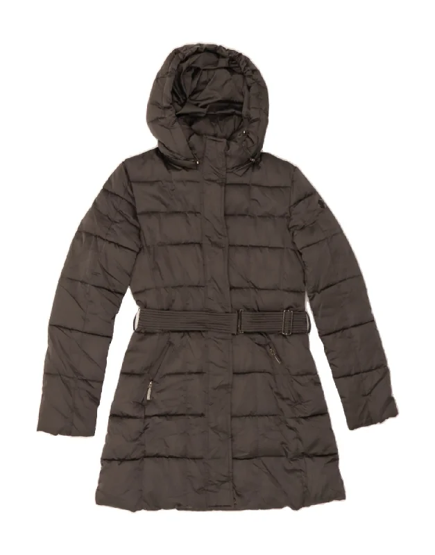 CHAMPION Womens Hooded Padded Coat UK 10 Small Grey Stylish Women's Neon