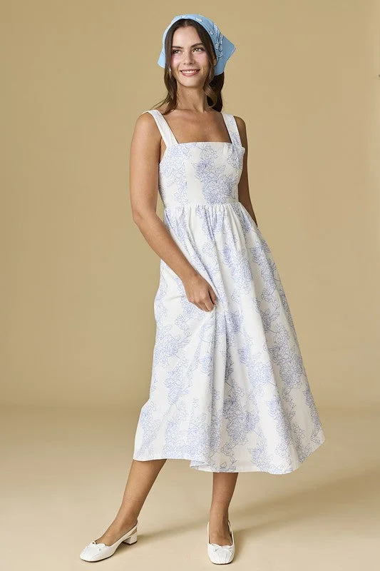 Chloe Floral Cotton Midi Dress Sporty Women's Tennis