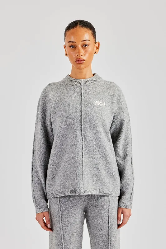 Seam Detail Knitted Sweatshirt - Grey Bohemian Women's Free