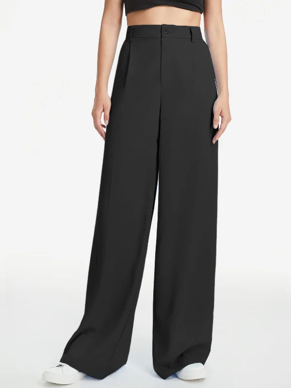 BerryBetty - High Waisted Wide Leg Relaxed Fit Trousers Minimalist Women's Casual