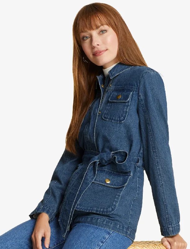 Field Jacket in Dark Wash Denim Cozy Women's Winter