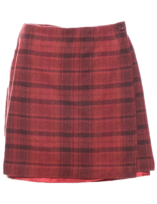 Checked Pencil Skirt - L Sporty Women's Athleisure 