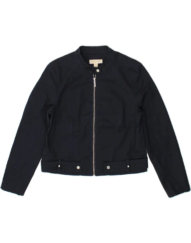MICHAEL KORS Womens Bomber Jacket US 16 2XL Navy Blue Cotton Business