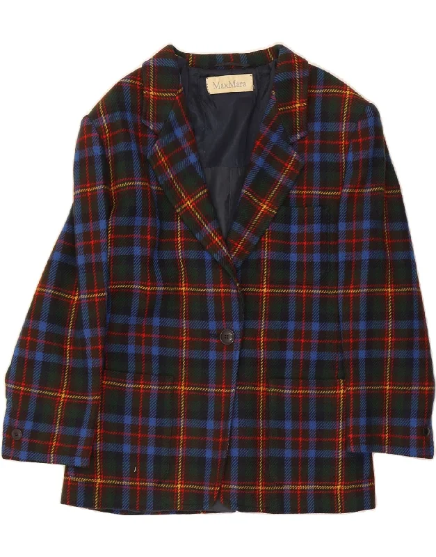 MAX MARA Womens Blazer Jacket UK 16 Large Multicoloured Check Classic Business