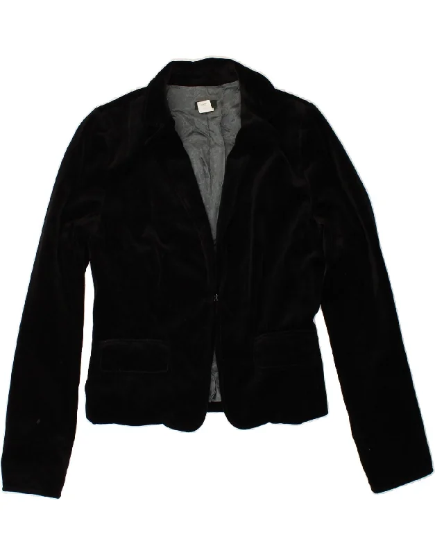 J. CREW Womens Blazer Jacket US 6 Medium Black Cotton Bohemian Women's Free