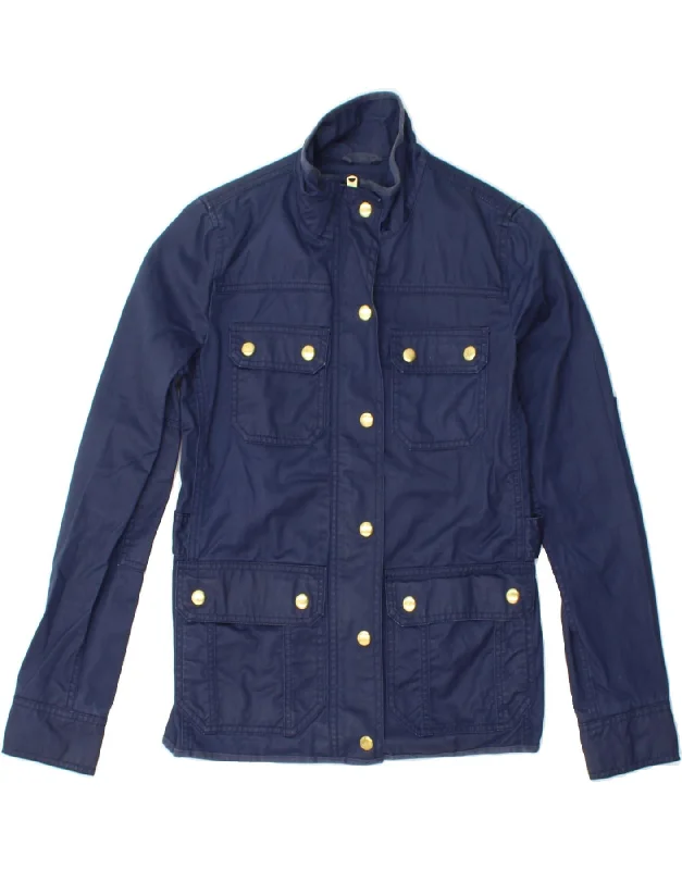 J. CREW Womens Utility Jacket UK 2 2XS Navy Blue Cotton Sophisticated Women's Tailored