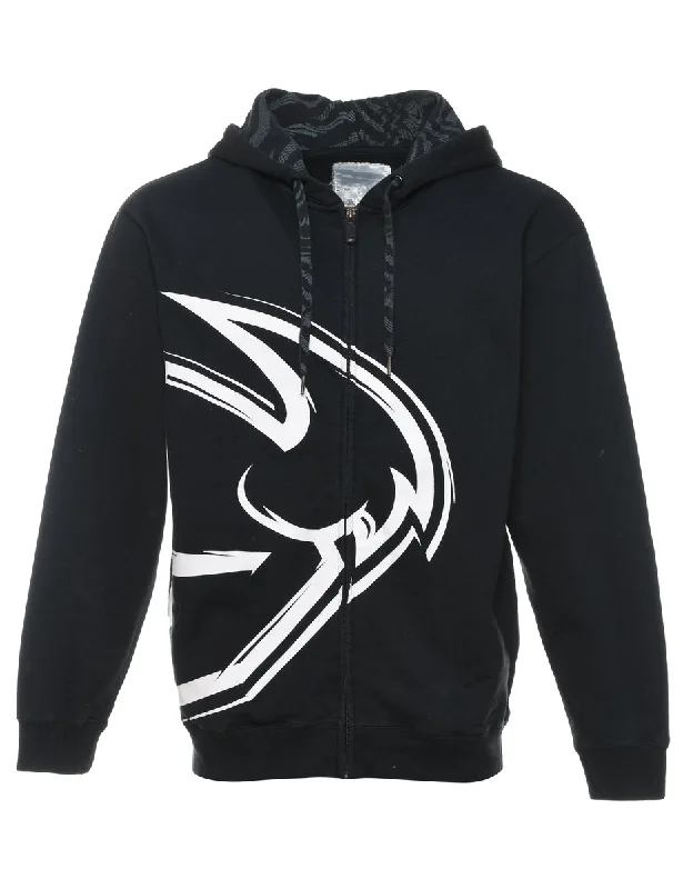 Black & White Printed Hoodie - L Refined Women's Hand - crafted