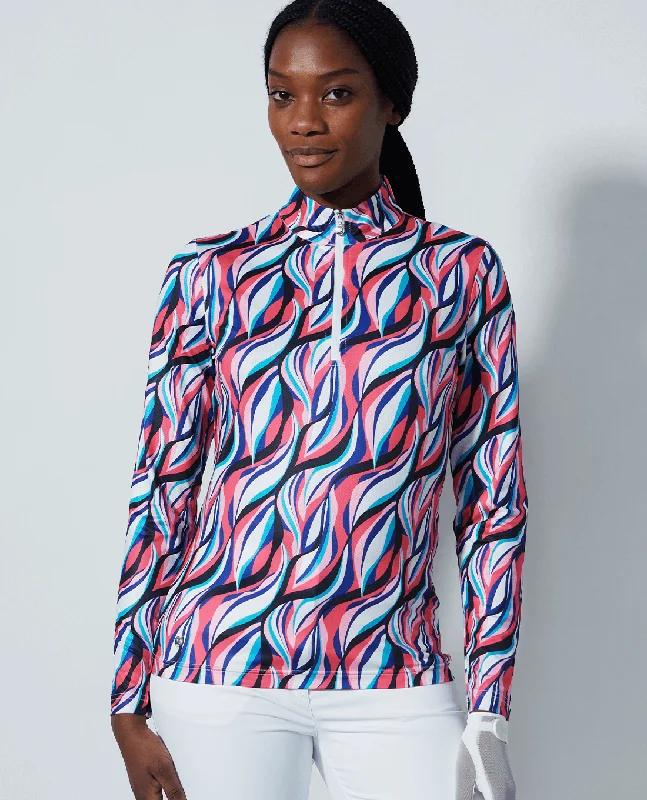 DAILY SPORTS Carira Long Sleeve Polo 341 Illusion Wave Dynamic Women's Moto