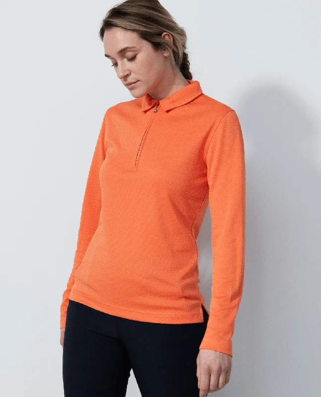 SIZE M - DAILY SPORTS Peoria Long Sleeve Polo 200 Cadmium Sporty Women's Tennis