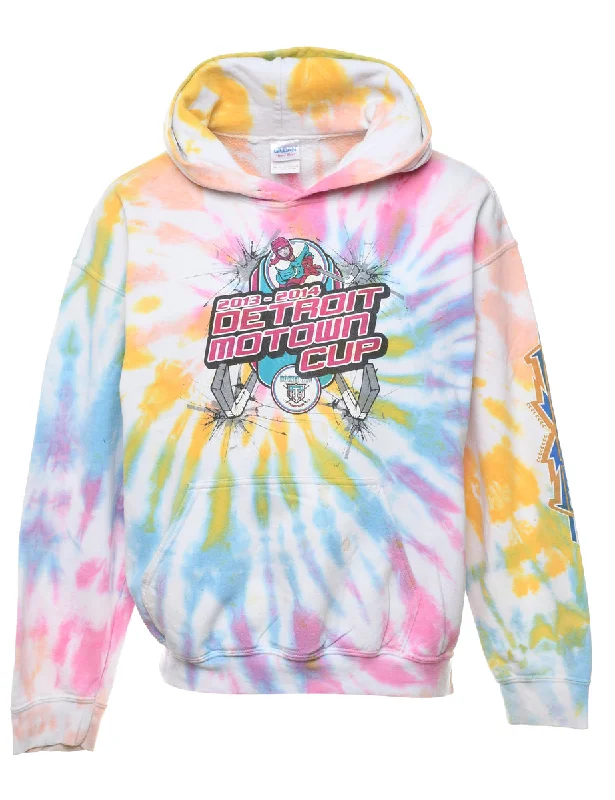 Tie-dye Multi-Colour Motown Printed Hoodie - M Sharp Women's Italian