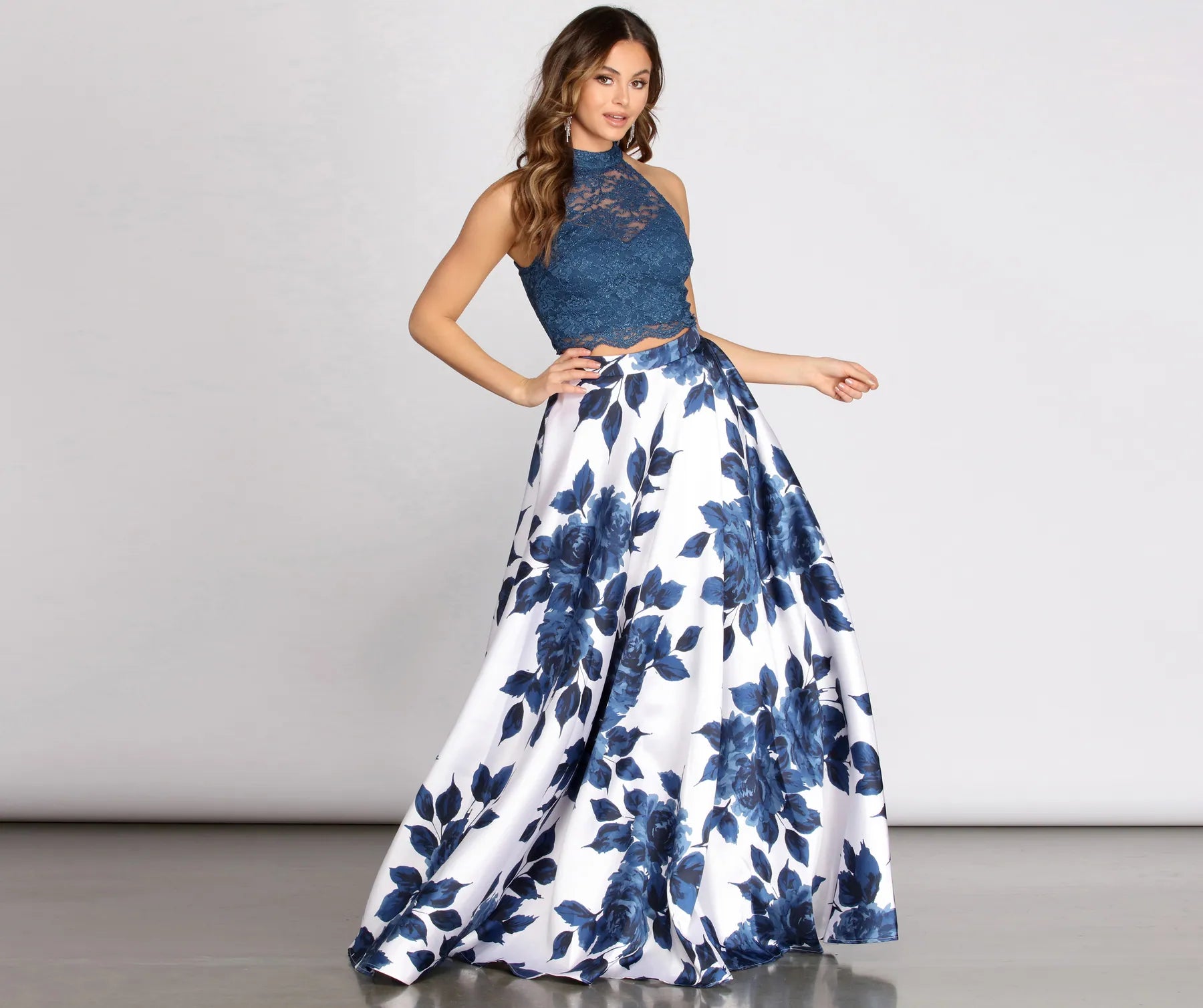 Delia Two Piece Glitter & Satin A-Line Dress European