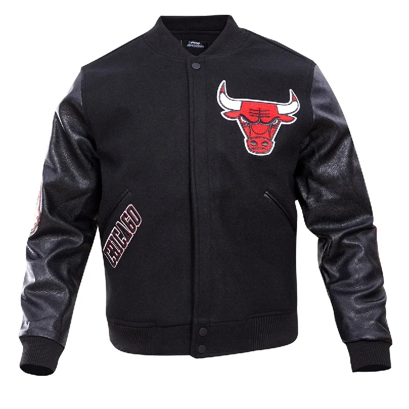 NBA CHICAGO BULLS CLASSIC WOOL MEN'S VARSITY JACKET (BLACK) Cozy Women's Winter