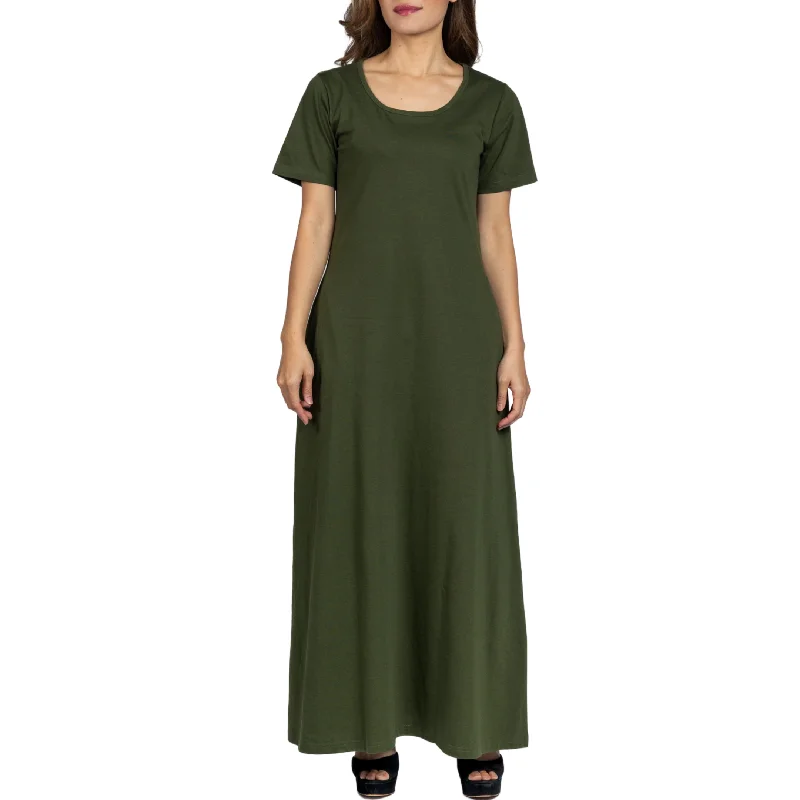 Olive Maxi Dress Sporty Women's Athleisure 