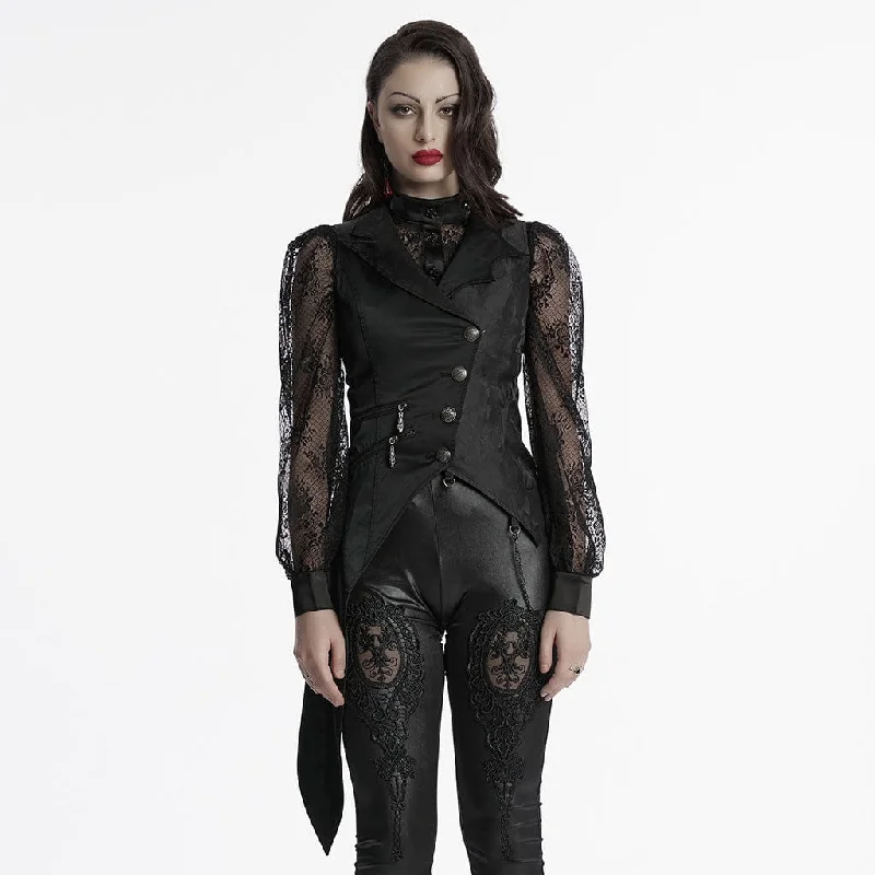 Women's Gothic Irregular Bat Collar Vest with Chain Cool Women's Distressed