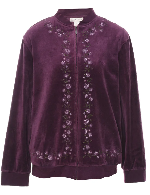 Plum Embroidered Sweatshirt - L Australian Beach
