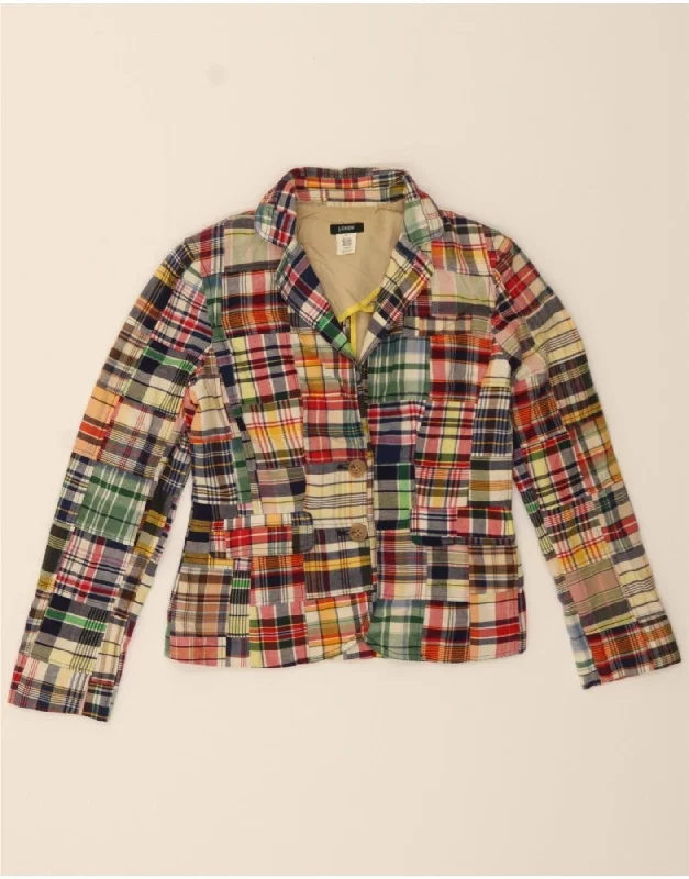 J. CREW Womens 2 Button Crop Blazer Jacket UK 6 XS Multicoloured Patchwork Confident Women's Power