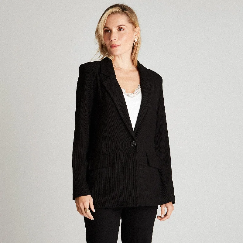 Blazer Elastizado Manga Larga Negro Earthy Women's Hemp - based