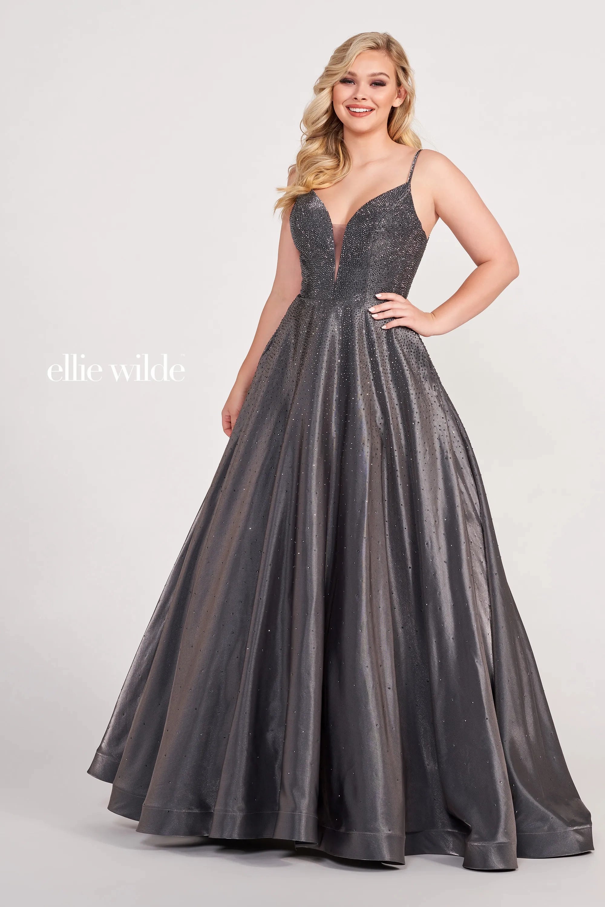 Ellie Wilde EW121005 - Sleeveless Stone Accent A-Line Long Gown Dapper Women's 1920S