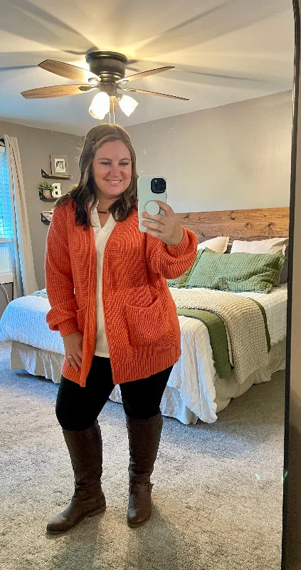 Plus Waffle Open Cardigan Youthful Women's Pop