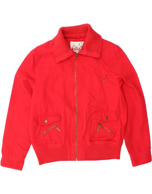 PACO Womens Bomber Jacket UK 14 Medium Red Polyester Trendy Women's 