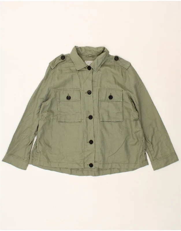 FAT FACE Womens Loose Fit Military Jacket UK 12 Medium  Khaki Linen Disco
