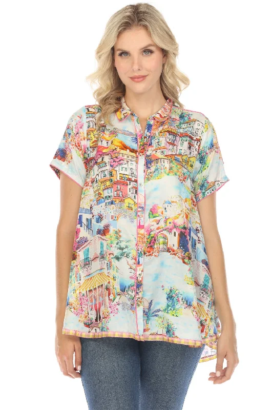 Johnny Was Cannes Maddi Silk Tunic Top Boho Chic C20524B5 Monochromatic All - in - one Johnny Was Cannes Maddi Silk Tunic Top Boho Chic C20524B5 Monochromatic All - in - one