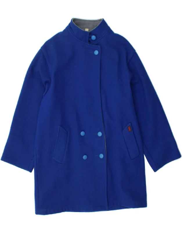 VINTAGE Womens Overcoat UK 12 Medium Blue Sleek Women's 