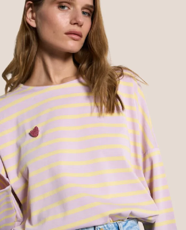 Des Petits Hauts Filly Lilac Stripe T-Shirt Adventure