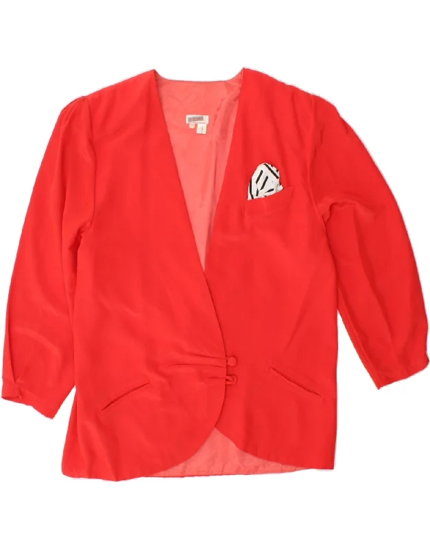VINTAGE Womens 2 Button Blazer Jacket UK 16 Large Red Polyester Relaxed Women's 
